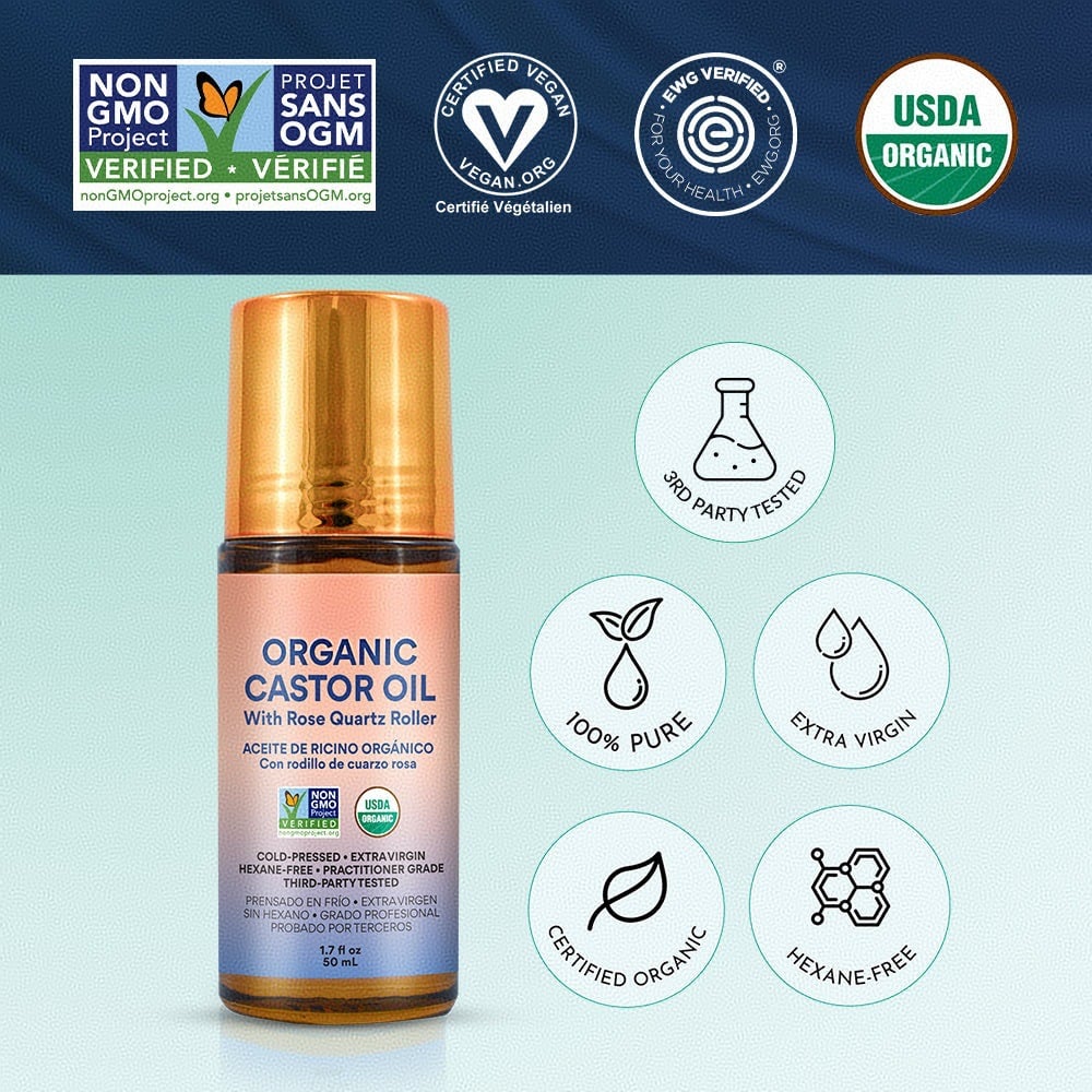 🌿 ✨ Organic Castor Oil Roll-On - For Radiant Skin, Lush Hair & Relaxation