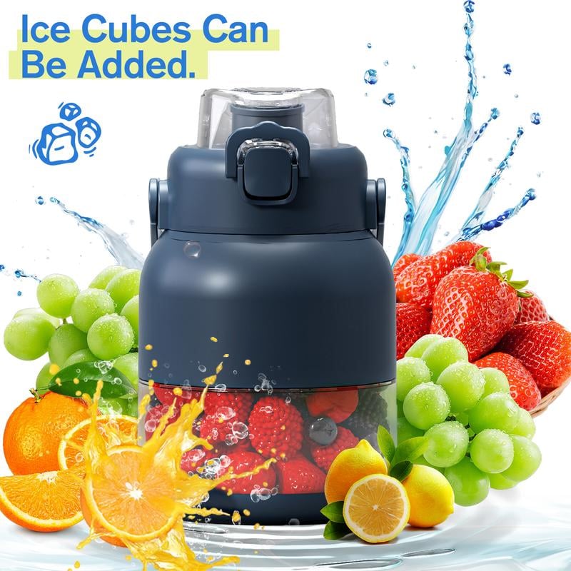 BPA-Free Electric Citrus Juicer 17 oz, Straw, Two Lids, Portable Blender for Smoothies, Shakes, Food Prep & Frozen Blending - Outdoorfun