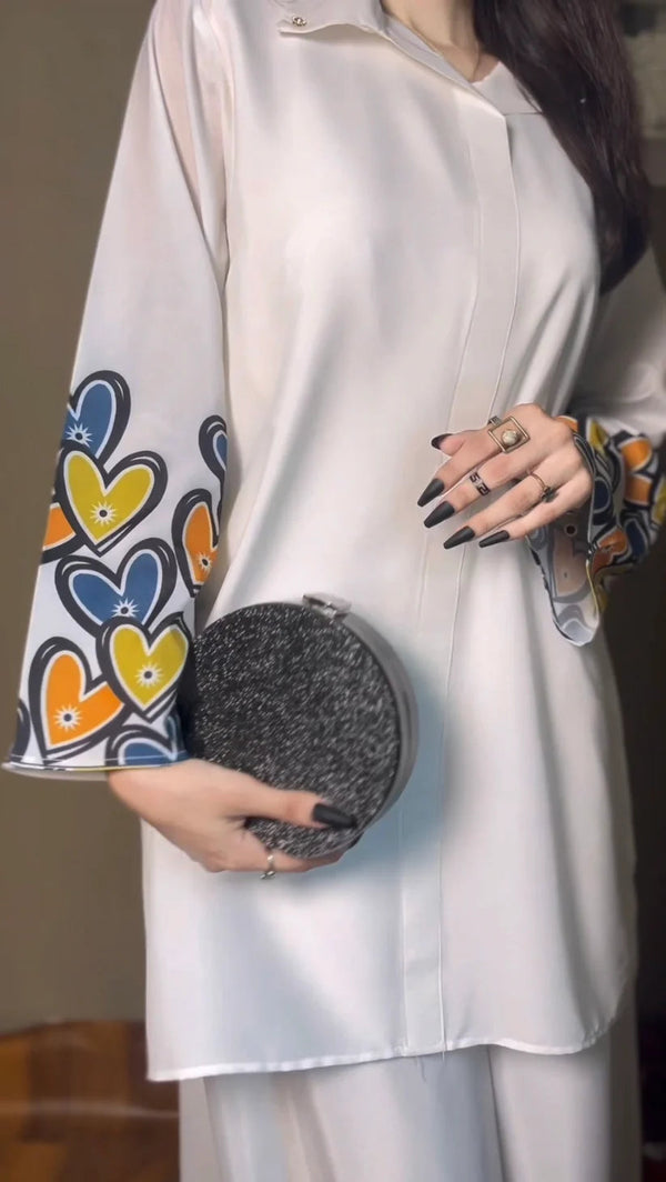 Chic Heart-Pattern Outfit Set
