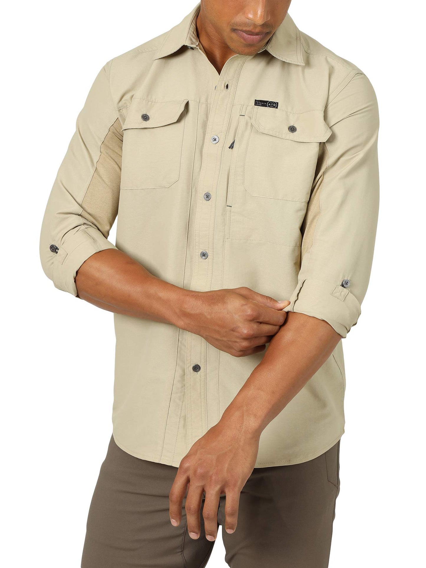 Wrangler Men's Long Sleeve Mixed Material Shirt