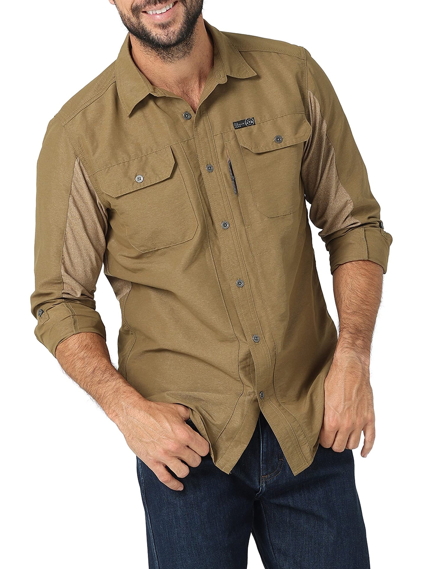 Wrangler Men's Long Sleeve Mixed Material Shirt