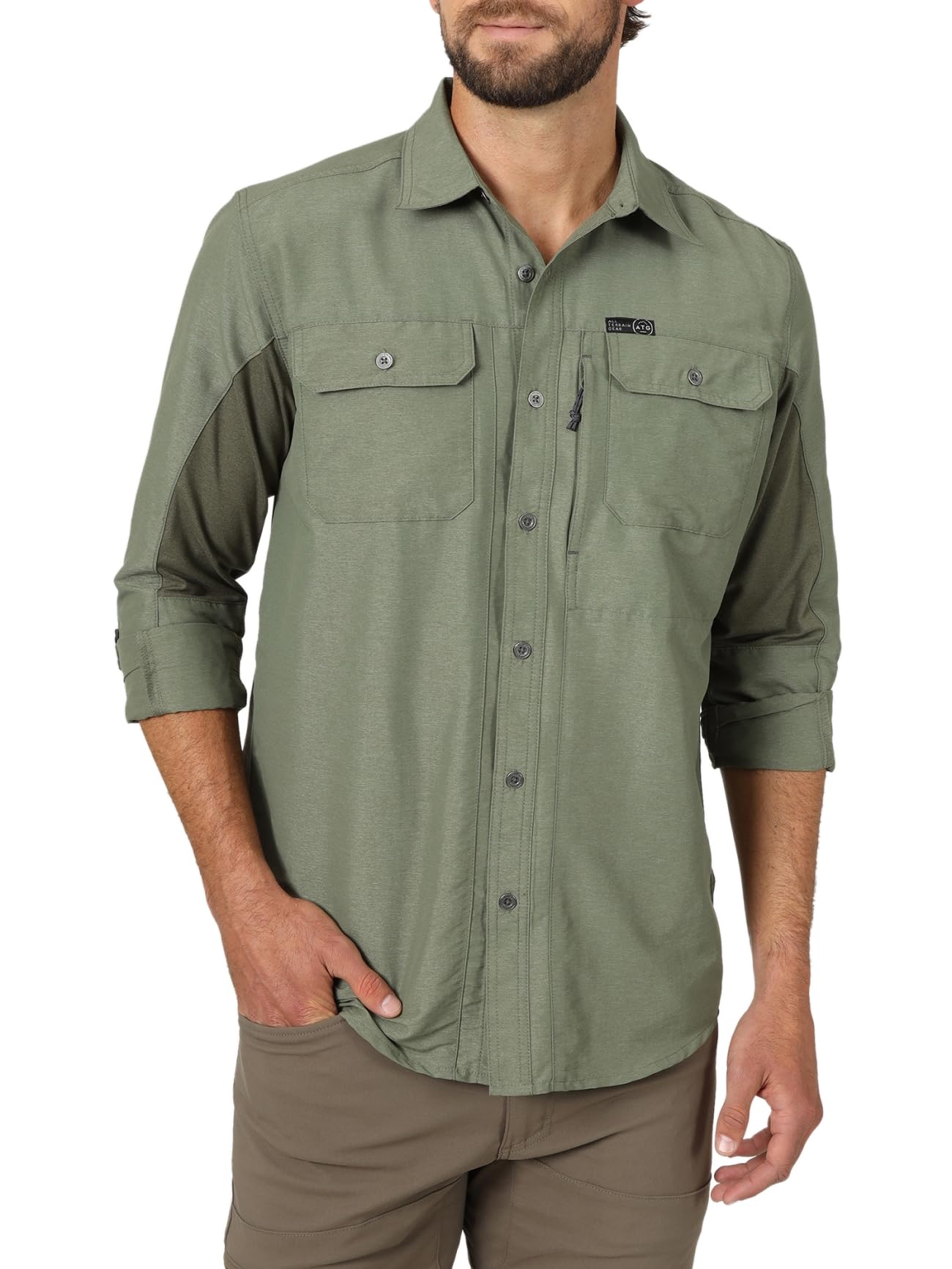 Wrangler Men's Long Sleeve Mixed Material Shirt