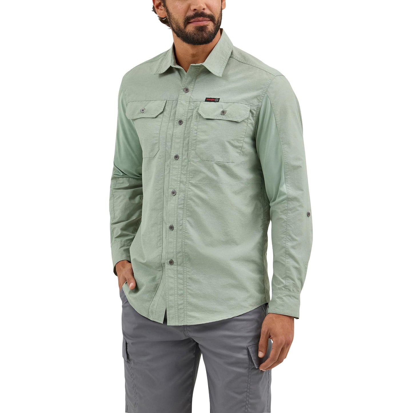Wrangler Men's Long Sleeve Mixed Material Shirt